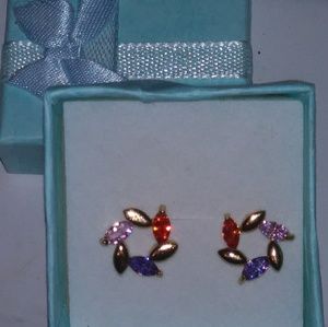 18K Yellow Gold Filled Topaz Studs NWOT